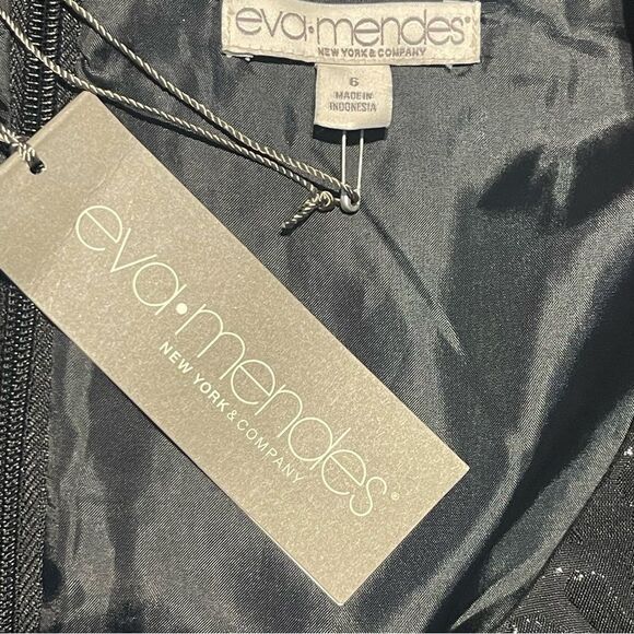 EVA MENDES NY&Co Little black dress Size 6 NWT floral pockets scoop neck - Picture 4 of 13